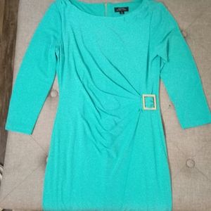 Tahari. Teal Jersey Sheath dress.